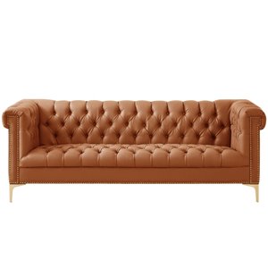 Inspired Home Ramona Modern Camel Brown Faux leather Sofa