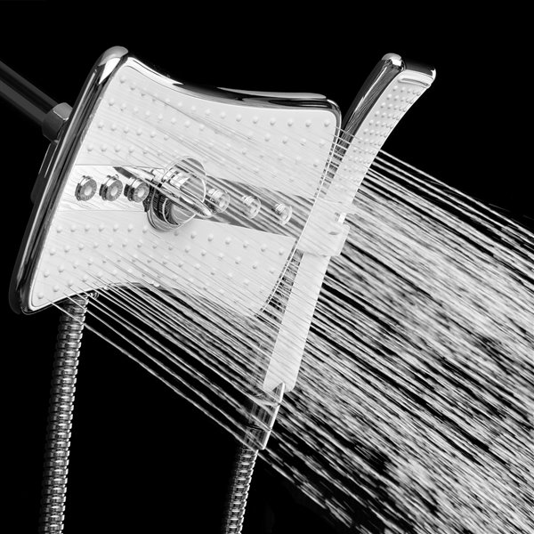 AKDY Chrome 4-Spray Shower Head and Handheld Shower Combo 2.5-GPM (9.5-LPM)