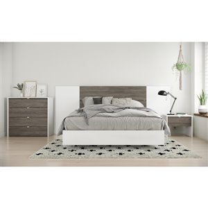 Nexera Soft Full-Size Bedroom Set - White/Bark Grey - 5-Piece