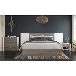 Nexera Cloud Queen-Size Bedroom Set - White/Bark Grey - 5-Piece