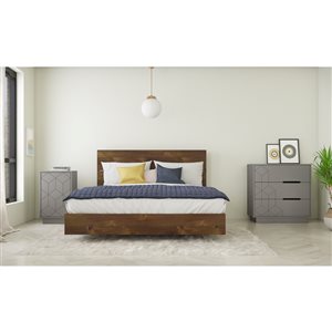 Ensemble de chambre à coucher pour grand lit Indigo de Nexera, truffe/écru, 4 pièces