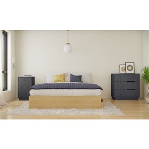 Ensemble de chambre à coucher pour grand lit Ballet de Nexera, érable naturel/gris écorce, 3 pièces