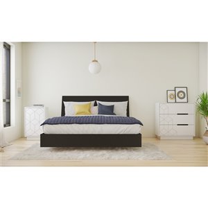 Ensemble de chambre à coucher pour grand lit Campus de Nexera, noir/blanc, 4 pièces