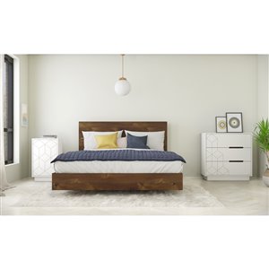 Ensemble de chambre à coucher pour grand lit Impact de Nexera, truffe/blanc, 4 pièces