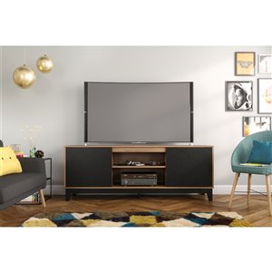 Meuble pour téléviseur jusqu'à 80 po Hexagon de Nexera, muscade et noir