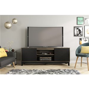 Meuble pour téléviseur jusqu'à 80 po Hexagon de Nexera, gris écorce et noir