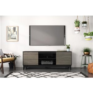 Meuble pour téléviseur jusqu'à 80 po Rhapsody de Nexera, gris écorce et noir