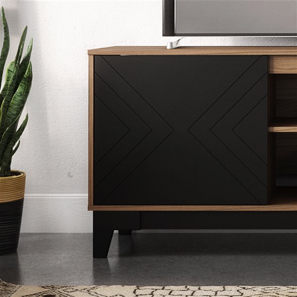 Nexera Arrow TV Stand for TVs up to 80-in - Nutmeg and Black