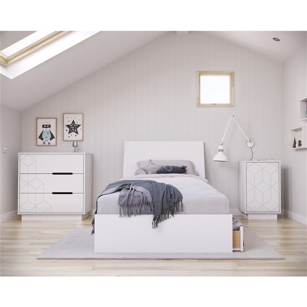 Nexera Ivory Twin Size Bedroom Set, Ivory Twin Bed
