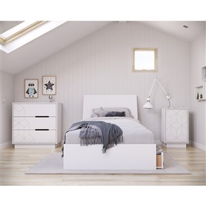 Ensemble de chambre à coucher pour petit lit Ivory de Nexera, blanc, 4 pièces