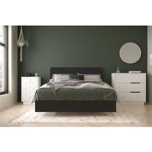 Ensemble de chambre à coucher pour lit à deux places Campus de Nexera, noir/blanc, 4 pièces