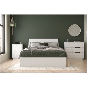 Ensemble de chambre à coucher pour lit à deux places Ivory de Nexera, blanc, 4 pièces