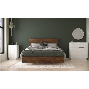 Ensemble de chambre à coucher pour lit à deux places Impact de Nexera, truffe/blanc, 4 pièces