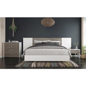 Nexera Soft Queen-Size Bedroom Set - White/Bark Grey - 5-Piece