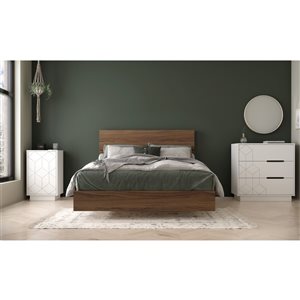Nexera Subito Full-Size Bedroom Set - Walnut/White - 4-Piece
