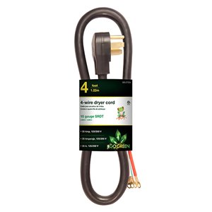 Rallonge électrique de 4 pi et 10-AWG à 3 broches pour l’intérieur par GoGreen Power, SRDT, modéré, noir