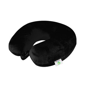 Oreiller cervical rond en velours de GoGreen Power, 12 po W x 12 po L, noir