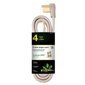 Rallonge électrique de 4 pi et 10-AWG à 3 broches pour l’intérieur par GoGreen Power, SRDT, modéré, gris