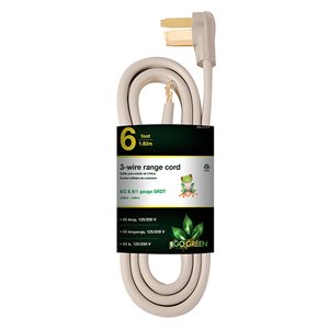 Rallonge électrique de 6 pi et 6-AWG à 3 broches pour l’intérieur par GoGreen Power, SRDT, modéré, gris