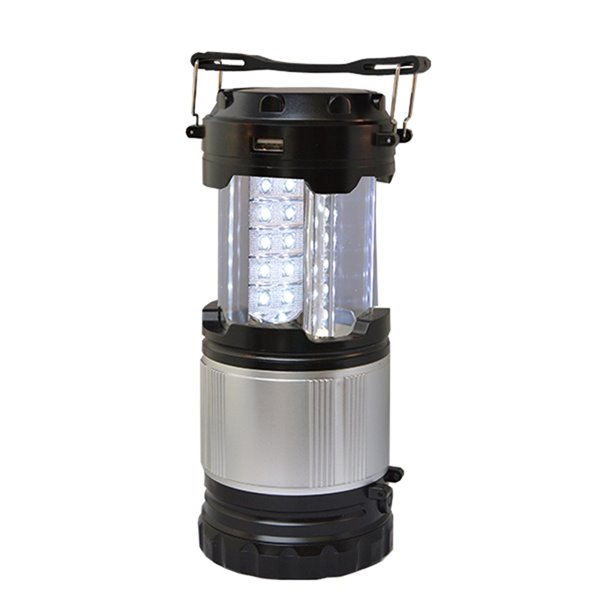 Gogreen Power 300 LED-Lumen Solar-Powered Rechargeable Black Camping Lantern (Battery Included) GG-113-30LSPOP