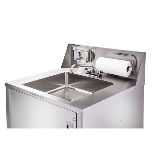 Ancaster Food Equipment 1-Basin Stainless Steel Freestanding Portable Utility Sink with Drain and Faucet - 32-in x 29.25-in