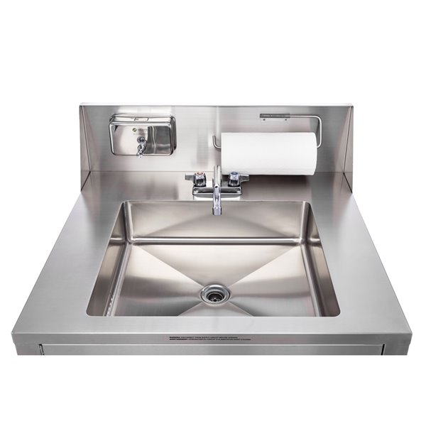 Ancaster Food Equipment 1-Basin Stainless Steel Freestanding Portable Utility Sink with Drain and Faucet - 32-in x 29.25-in