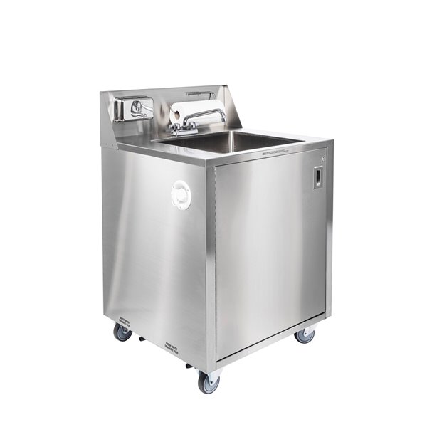 Évier simple utilitaire portatif 32 po x 29,25 po en acier inoxydable d'Ancaster Food Equipment avec drain et robinet