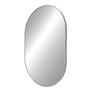 Miroir rond avec cadre Emerson de Hudson Home, 38 po x 24 po, chrome