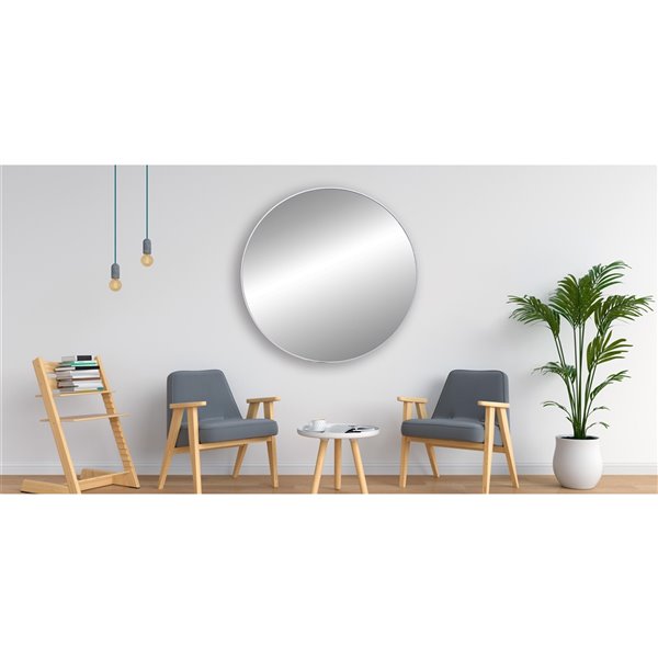 Hudson Home Emerson 31.5-in L x 31.5-in W Round Framed Mirror - Chrome