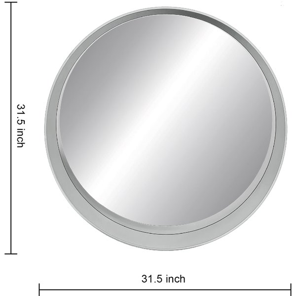 Hudson Home Murray 31.5-in L x 31.5-in W Round Framed Mirror - Silver