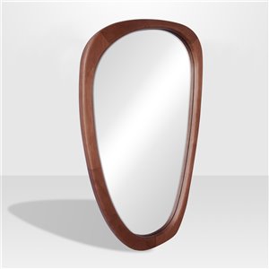 Miroir irrégulier avec cadre Lusso de Hudson Home, 39 po x 23,4 po, noyer