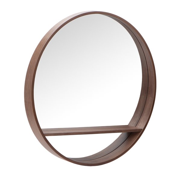Round Framed Mirror Pear 500701, Round Wood Mirror With Shelf