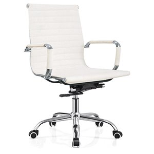 Chaise de bureau contemporaine Arcaro par Hudson Home, lot de 1, blanc