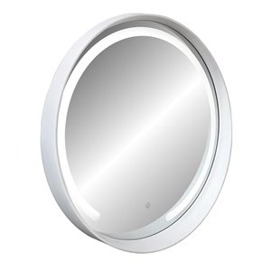 Miroir rond avec cadre Denmark de Hudson Home, 27,5 po x 27,5 po, blanc