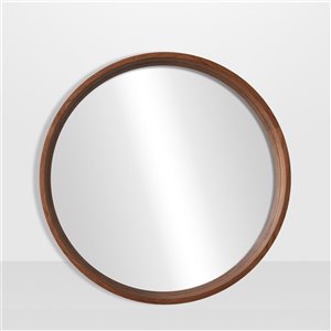 Miroir rond avec cadre Lusso de Hudson Home, 28 po x 28 po, érable