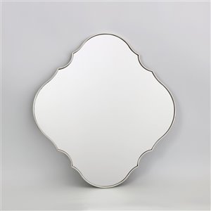 Miroir ovale avec cadre Parisian de Hudson Home, 32 po x 30 po, argent
