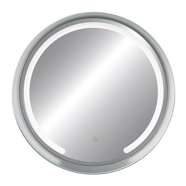 Miroir rond avec cadre Denmark de Hudson Home, 27,5 po x 27,5 po, argent