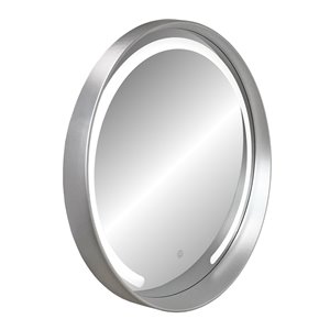 Miroir rond avec cadre Denmark de Hudson Home, 27,5 po x 27,5 po, argent
