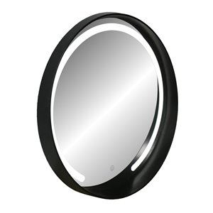 Miroir rond avec cadre Denmark de Hudson Home, 27,5 po x 27,5 po, noir