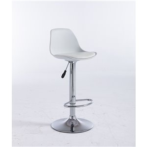 Tabouret de bar moderne Hudson à hauteur ajustable par Hudson Home Hudson, blanc