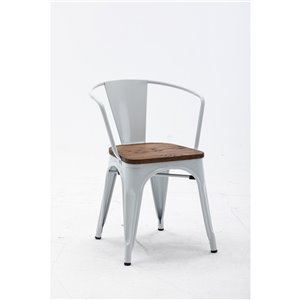 Hudson Contemporary Farmhouse Tolix Arm Chair - Set of 2 - White Gloss