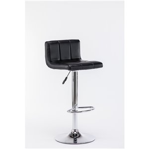 Tabouret de bar moderne Aria à hauteur ajustable par Hudson Home, noir et chrome
