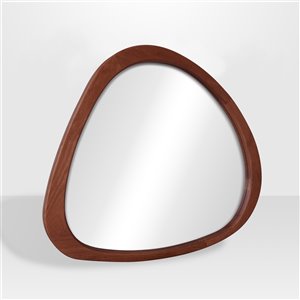Miroir irrégulier avec cadre Lusso de Hudson Home, 35 po x 32 po, noyer