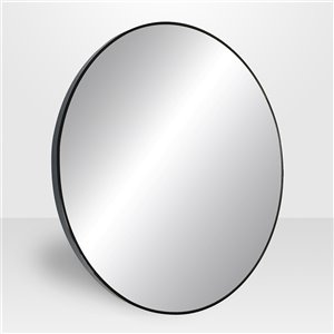 Miroir rond avec cadre Emerson de Hudson Home, 27,5 po x 27,5 po, noir