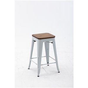 Tabouret de bar rustique Tolix à hauteur de comptoir par Hudson Home, blanc brillant