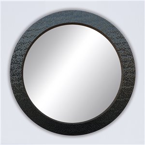 Miroir rond avec cadre Octavio de Hudson Home, 32 po x 32 po, noir