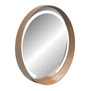 Miroir rond avec cadre Denmark de Hudson Home, 27,5 po x 27,5 po, poire