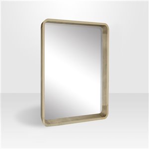 Hudson Home Betty 31-in L x 25-in W Rectangle Framed Mirror - Natural Wood