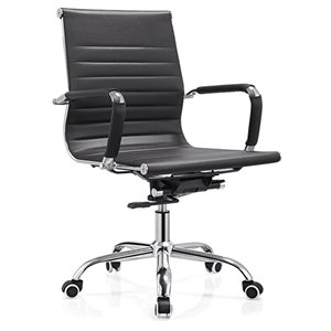 Chaise de bureau contemporaine Arcaro par Hudson Home, lot de 1, noir
