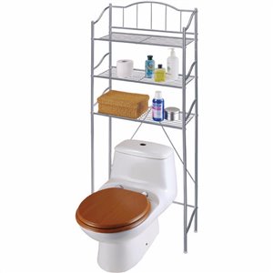 IH Casa Decor 10-in W x 67-in H x 11.5-in D Silver Metal Over the Toilet Etagere